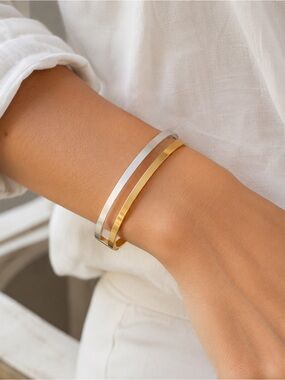 Evereve Beck-2 bar Gold and silver Cuff Bracelet - Women's Jewelry